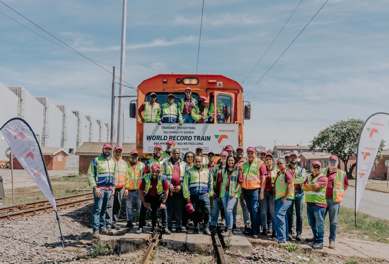 Transnet claims world record with 7.6km, 696-wagon ore train on Sishen-Saldanha