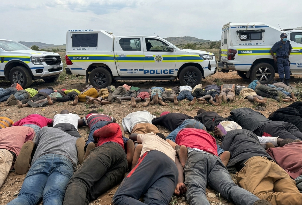 South African police detain 92 suspected illegal miners at Krugersdorp