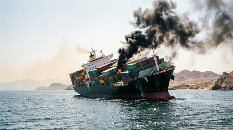 Feeder ship sinks, another hit in fresh Gulf of Oman strikes